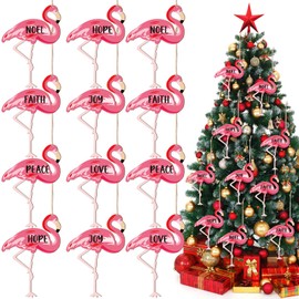 Bucherry 24 Pcs Flamingo Christmas Tree Ornament Pink Flamingo Christmas Ornaments Santa Hat Flamingo Tree Decorations Decorative Hanging Ornaments for Xmas Tree Party Holiday Decor (Cute)