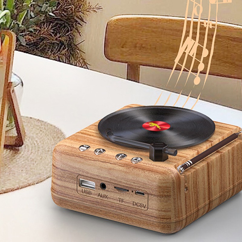 Vinyl Record Bluetooth Speaker Innovative Mini FM Radio HiFi Stereo