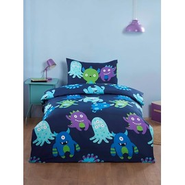 Rapport home Kids' Monsters Duvet Cover Set – Soft Microfibre, Non-Iron, 180 Thread Count Bedding for Boys & Girls, Fun & Cozy Design (Single 135 x 200cm)