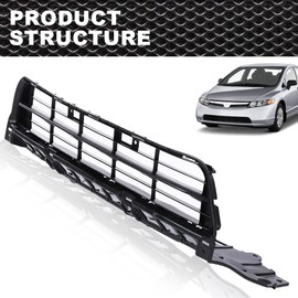 CROSSDESIGN Lower Bumper Cover Grille Compatible with 2009 2010 2011 Honda Civic Sedan