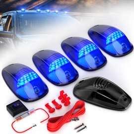 PSEQT 5Pcs 24LED Cab Roof Top Marker Running Clearance LED Lights Blue with Smoked Lens Compatible with Dodge Ram Pickup Trucks 1500 2500 3500 4500 5500 (2003-2018)