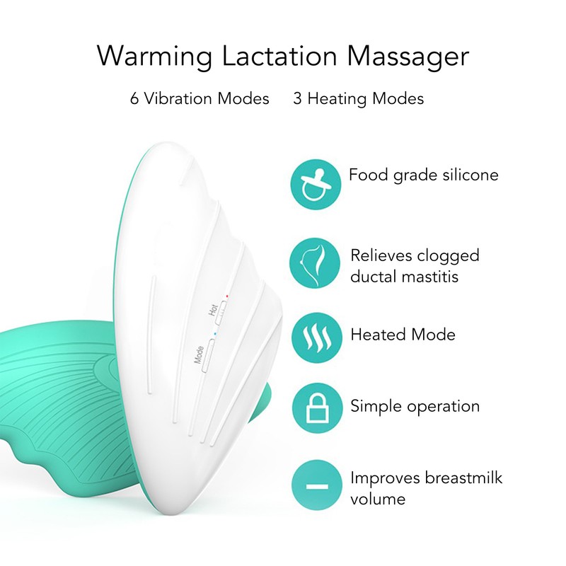 Warming Lactation Massager 6 Vibration Modes 3 Heating Modes Relieve