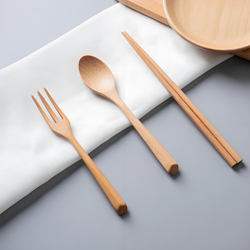 IOLOYU Chopsticks Set Spoon Fork Set of 3 Pcs Chopsticks
