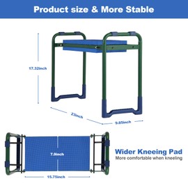 sancat Garden Kneeler and Seat with Thicker and Wider Soft Kneeling Pad,Foldable Heavy Duty Durable Garden Stool with Tool Bag, Portable Garden Bench,Gardening Gift for Women and Men sennior