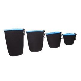 Gadpiparty 4pcs Neoprene Camera Lens Case Pouch Bag Storage for DSLR Mirrorless Lenses with Drawstring Closure and Belt Hooks Sky Blue Color