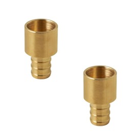 (2 Pack) TMKOOL Pex 3/4"x3/4" Female Sweat Copper Adapter Crimp Barb Fittings ASTM F1807 Fit Over Copper Pipe (2PCS 3/4 Inch)