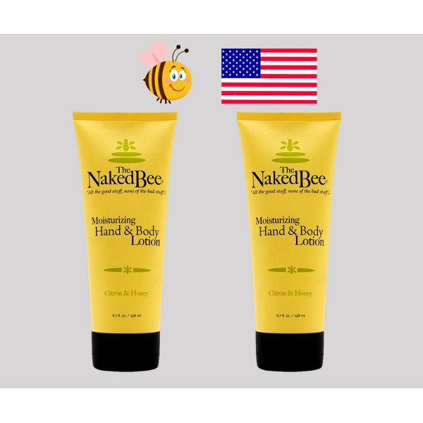 The Naked Bee Citron & Honey Hand & Body Lotion 6.7 oz Large Size USA Lot of 2