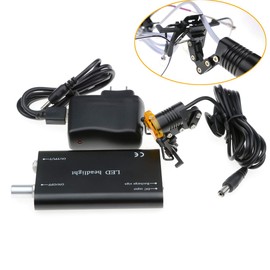 Alkita 3W LED Headlight Lamp Clip-on Type with Filter for Binocular Loupe Black Metal Clip