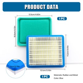 VooGenzek 1 x air filter lawn mower, 491588S lawn mower air filter replacement, air filter cartridge, with 1 x pre-filter, compatible with Briggs & Stratton 491588 491588S 4915885 399959