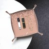 YZDPLO Blush Pink Rose Gold Glitter Leather Vanity Tray Desktop
