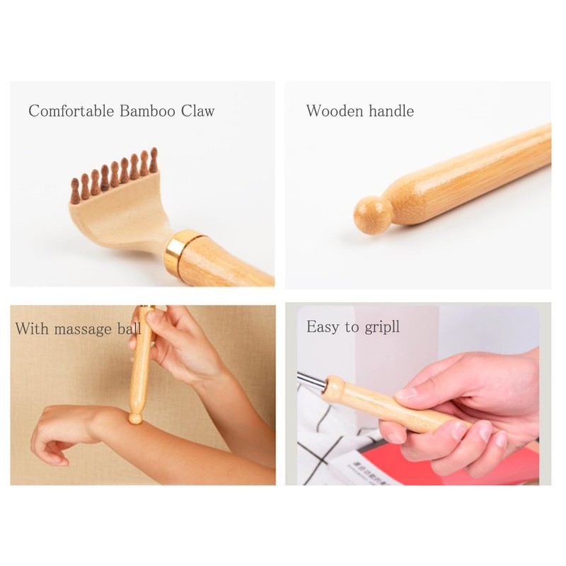 Bamboo Advanced Back Scratcher, Portable Extendable Stainless Steel Telescoping Back