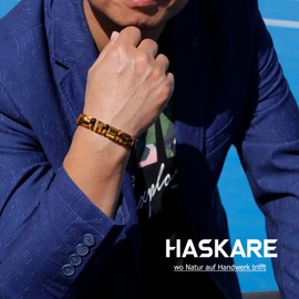 HASKARE Armband Herren Perlen Tigerauge Armbänder, Echtes Naturstein Kristall Herren Armband Steine, Handmade Perlen-Armband Schutz Armband Schmuck Einzigartige Geschenk für Männer