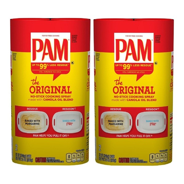 Pam Canola Spray - 12 Ounce Cans (Pack of 2 - 2 Count Sets, 4 Cans Total)