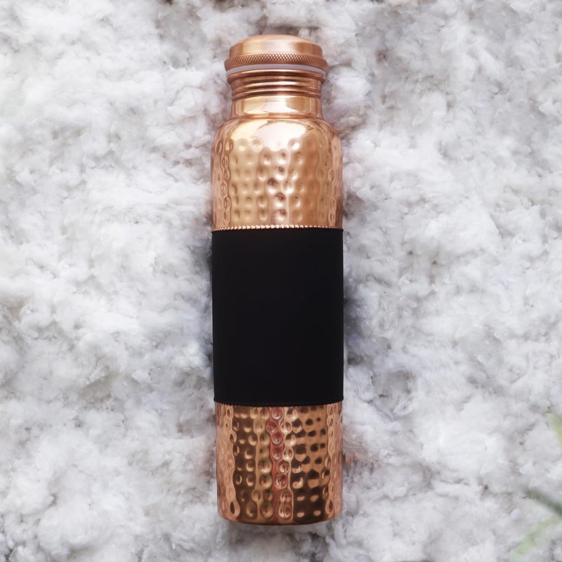 ANCIENTIMPEX Pure Copper Water Bottle Dark Cherry Pattern 1000 Ml