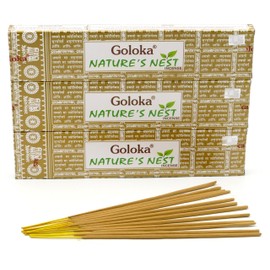 Pack of Goloka Nature's Nest Indian Incense Sticks, 3 Packs = 36 Sticks