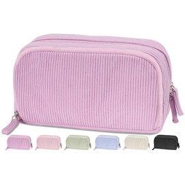 Sooez Big Capacity Pencil Case Pen Pouch, Soft Corduroy Pencil Bag with 3 Compartment, Multiple Pockets, Sturdy Zipper, Cute School Supplies Pen Bag Organizer For Teen Girls College