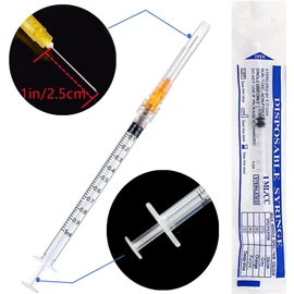 100Pack 1ml 1cc Disposable Plastic Syringes with 25Ga, Individually Sterile Package