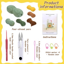 Mnuizu Crochet Kit for Beginners - Phone Bag Crochet Set with Yarn, Tools, and Video Tutorials for Adults Starting Out in Crochet Craft, Ideal for Mother's Day, Birthdays Present(Green)