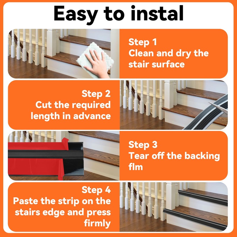 [Glow in The Dark] Stair Edge Trim Protector, Rubber Anti-Slip