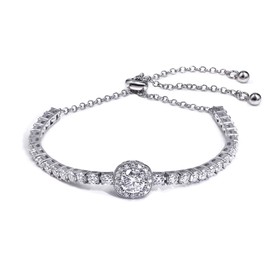 fixestar 4.35Ct Moissanite Tennis Bracelets for Women Adjustable Slider I 18K White Gold Charm Bracelet I Sterling Silver Diamond Bracelet I 6.5-8.5 inch Wristband Bracelet