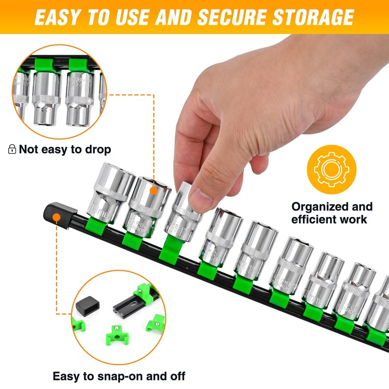 GOOACC Socket Organizer ABS Socket Holder Set 1/4" 3/8" 1/2"