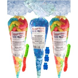 Gummy Worms (2) Neon Sour Worms (1) Blue Raspberry Gummi Bears (NET WT 31 OZ) Gourmet Kruise Signature Gift Bags