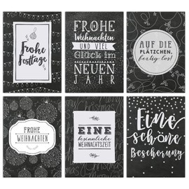 Christmas Card Set Black/White panel – 12 Lovingly Designed Postcards Christmas Greeting Cards in German Christmas Postcard Set - from Papierdrachen Schwarz-weiß Tafel