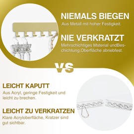 Josmimic Wall Chain Storage Jewellery Storage: Chain Holder Chain Hanger Chain Storage Hanging Jewellery Holder Wall Gold 2 Pieces