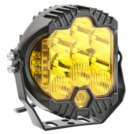 AUTOXBERT 7 Inch Amber Round LED Offroad Light, 90W LED Driving Light with DRL, Spot Flood Combo Beam Fog Lights for Jeep, Truck, ATV, SUV, UTV, Pickup, F150, 1Pcs