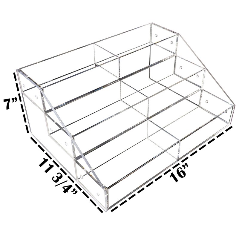 Clear Acrylic 3-Tier Organizer with 6 Equal Compartments – Countertop