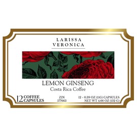 Lemon Ginseng Costa Rica Coffee (Single Serve K-Cup Pods) (Gourmet, Naturally Flavored, Whole Coffee Beans) (12 pods, ZIN: 577663) - 2 Pack