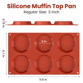 JOERSH 2-PK Silicone Egg Mold for Breakfast Sandwiches 3 Inch Round Muffin Top/Egg Pan, Oven Baking Silicone Molds for English Muffins, Whoopie Pies, Egg Patty Bites