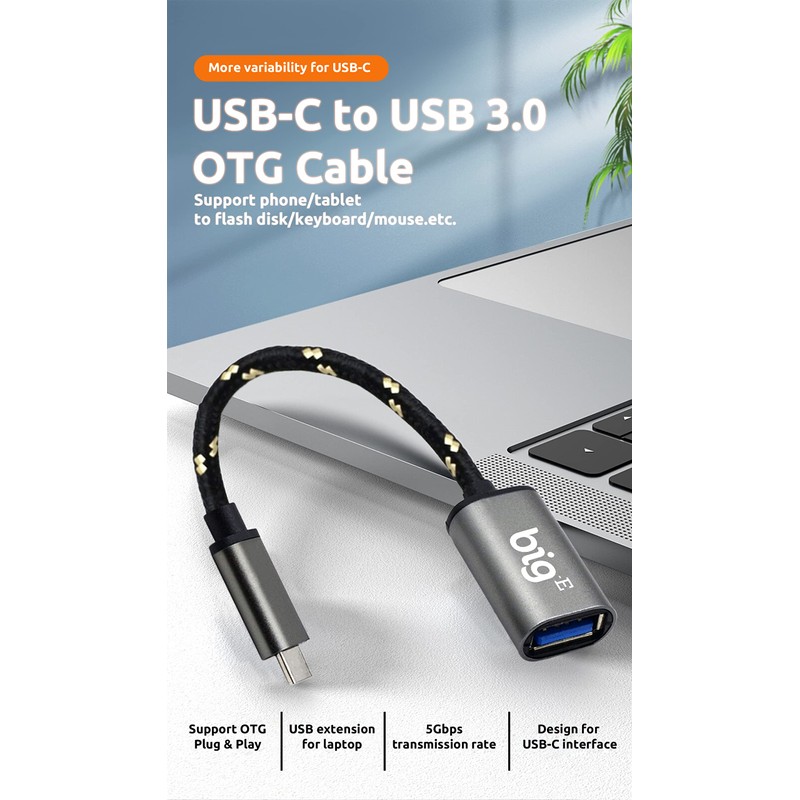 Big-E Turbo 5Gbps USB-C to USB 3.0 Adapter [2Pack] Compatible