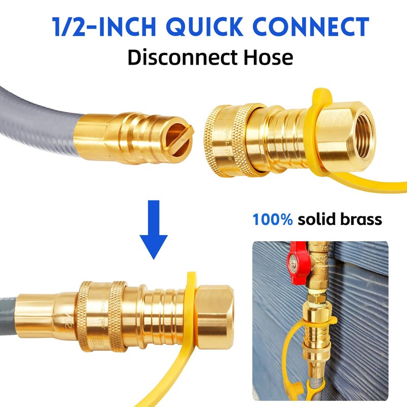 GasSaf 6 FT 1/2" ID Natural Gas Grill Hose with
