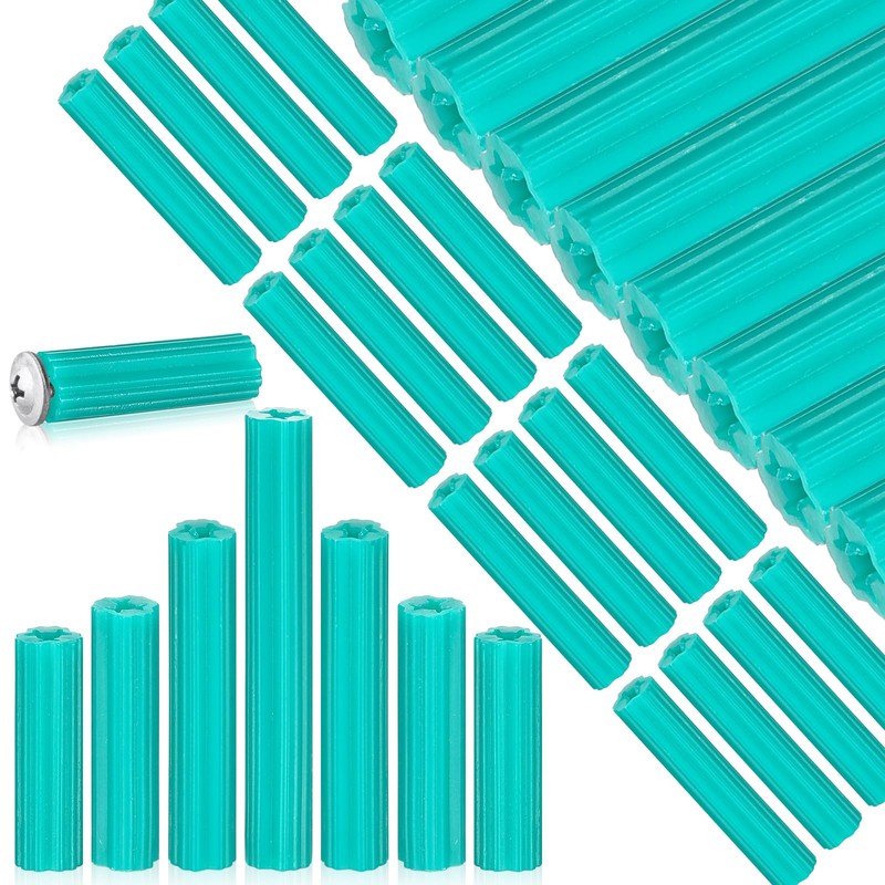 Lineshading 500pcs Expanding Plastic Screw Anchors 1/4" Hole Green Plastic