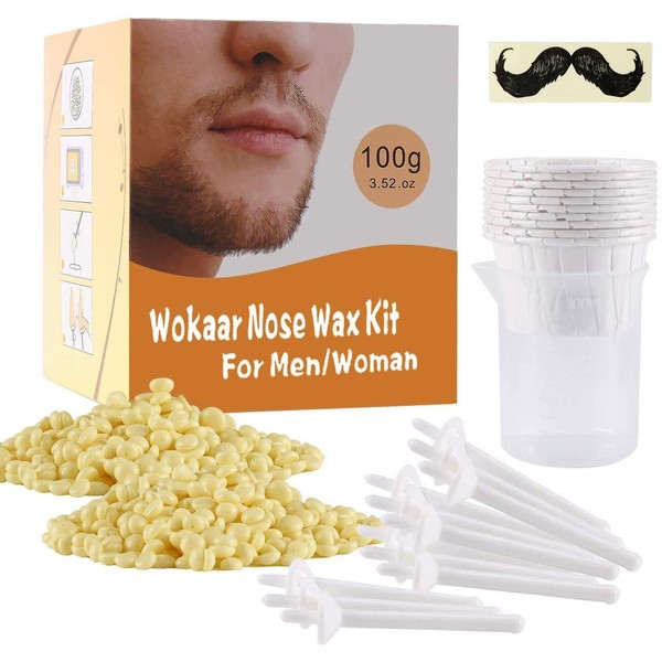 Nose Wax Kit 100g with 30 Applicators, Nose Hair Removal Wax (15-20 Times Usage ) for Men&Women,Safe, Easy, Quick and Painless