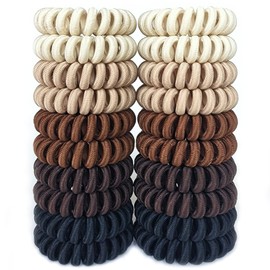 Leenchiry No Crease Spiral Hair Ties 20pcs Traceless Coil Hair Ties Waterproof Phone Cord Hair Ties Elastics Hair Bands Hair Scrunchies Bracelets Ponytail Holders Multicolor 1.8inch (Mixed Color 9)