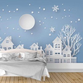 SIGNFORD Wall Mural Snow World Removable Wallpaper Wall Sticker for Bedroom Living Room - 100x144 inches