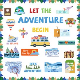 40 Pcs Back to School Bulletin Board Decorations Let The Adventure Begin Motivational Bulletin Board Travel Bulletin Cutouts Classroom Decor for Teacher Student Classroom School Home Wall Decor