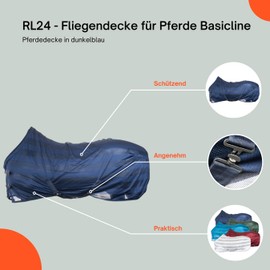HKM by Reiterladen24 Fly Cover with Cross Belt, Basic Line, blue, 95cm