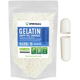 XPRS Nutra Size 5 Empty Capsules - 1000 Count Very Small Empty Gelatin Capsules - Empty Pill Capsules for DIY Capsule Filling - Fillable Pill Capsules Empty Gel Caps (White)