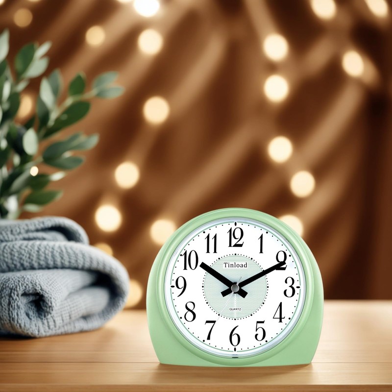 Tinload 5.5" Large Analog Alarm Clock Silent Non Ticking, Gentle