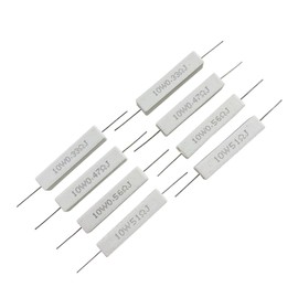 MOKMMKIT 25 Values 50 Pieces Ceramic Cement Resistor KIT 10W Resistance 10 Watt ±5% Power Resistors (0.05 Ohm - 100 Ohm)