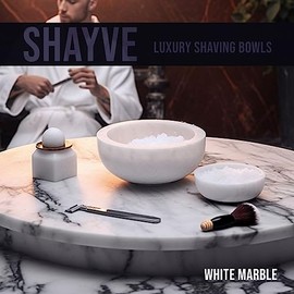 ShayVe - Cuenco de afeitar para jabón y crema de afeitar, cuenco de afeitar de mármol para jabón y crema, exquisito kit de afeitado húmedo con aislami