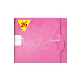Clairefontaine 7703Cpack - Pack of 25 Exercise Books - Calligraphe Notebook, 17 x 14.7 cm, 12 Sheets, Double Line 3 mm IV, 70 g, Pink, 1 Pack