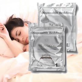 ClaraVé Soft Disposable King Size Non-Woven Cotton Fabric Bedding Contains Pillowcase, Bedsheet and Quilt Cover