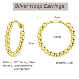 Bewenda Hoop Earrings 925 Silver Small 925 Sterling Silver Hoop Earrings, Unisex Earrings Hoop Earrings for Women Girls, Nickel-Free Hypoallergenic Sleeping Cartilage Huggie Round Ear Lobe Earrings,