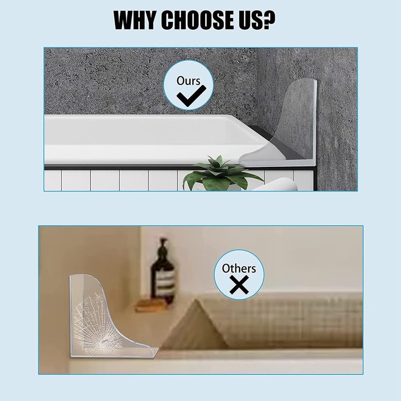 Lrtzizy 2PCS Clear Acrylic Corner Splash Guards Shower Bathtub Splash