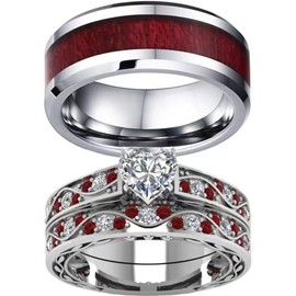 Zircon women's matching ring, fashionable men's and women's couple ring (Style1, 8)