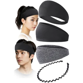 [Blackproof/UV tested x Japanese brand] Hair band, Men's Headband, Women's Turban, Face Washing, Hair Clip, Hair Band, Sports, Sweatproof, Bathtub, Running (Black x 2, Heather Gray x 1, Headband)
